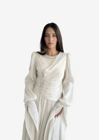 The "Ethereal Radiance" Crystal Pleated Gown