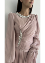 The "Ethereal Radiance" Crystal Pleated Gown