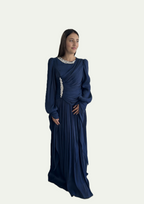 The "Ethereal Radiance" Crystal Pleated Gown