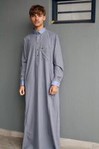 Elegant Contrast Collar Thowb